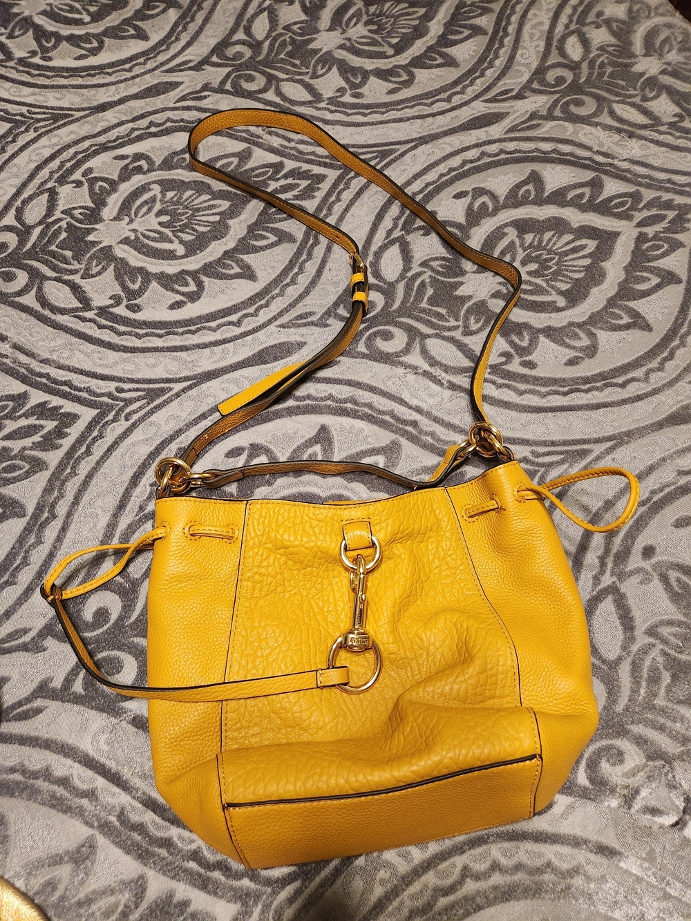 Vince Camuto Mustard Yellow Leather Crossbody with Gold Hardware